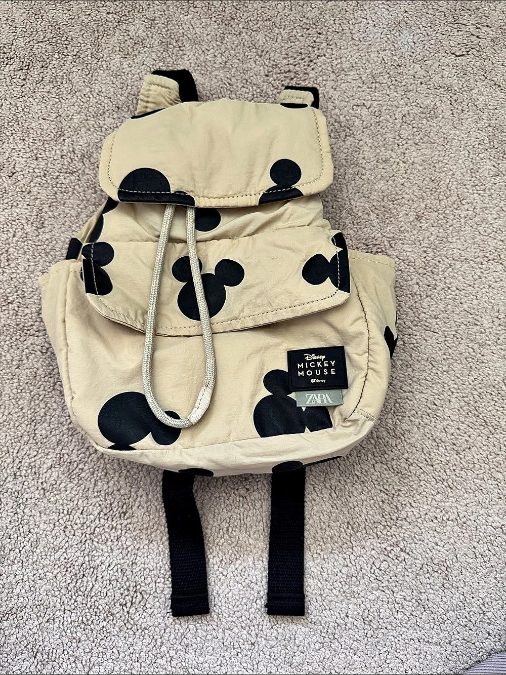 ZARA Disney Mickey Mouse Backpack in Cream & Black